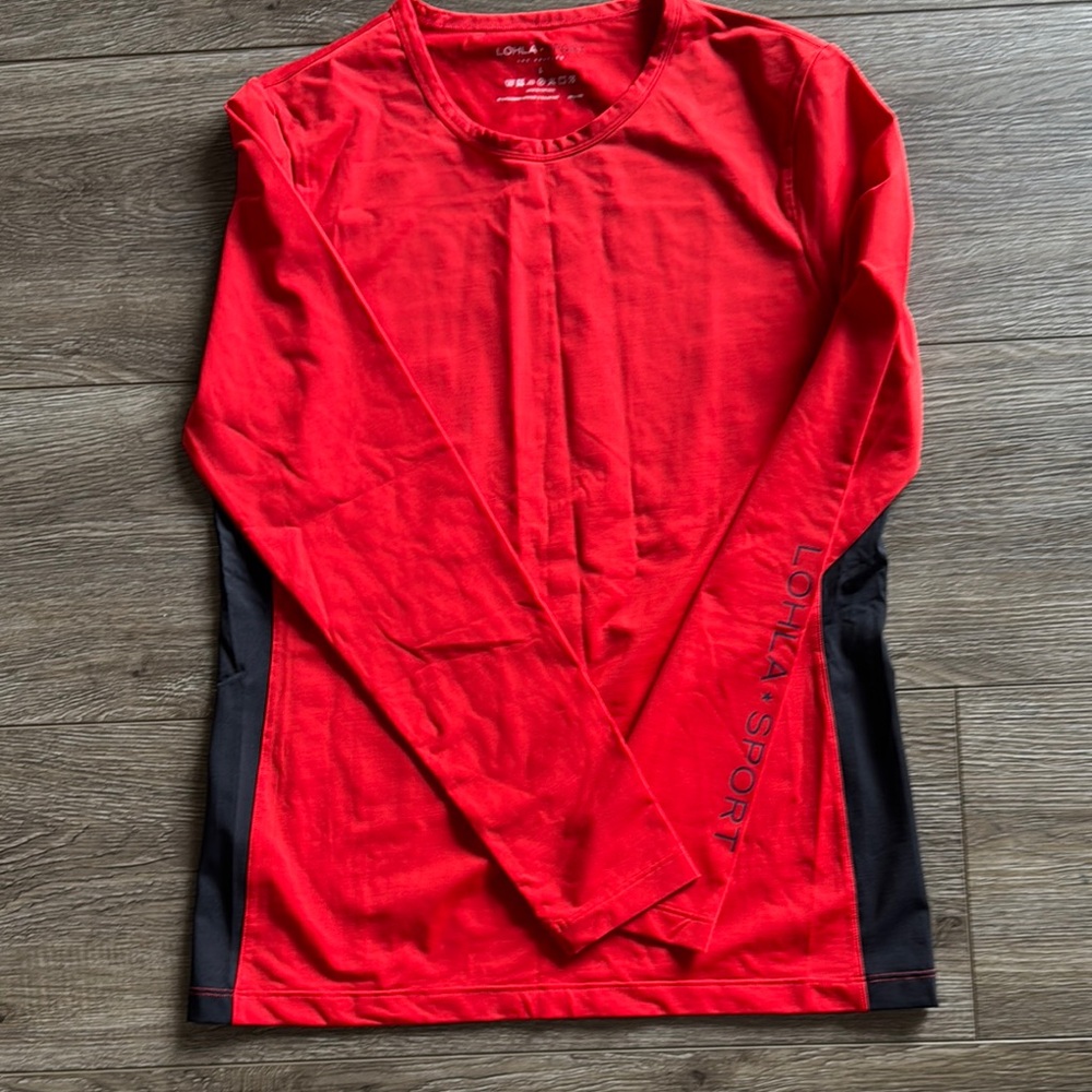 Red and Black Fitted Long Sleeve Polo Tee by Logla Sport NWOT